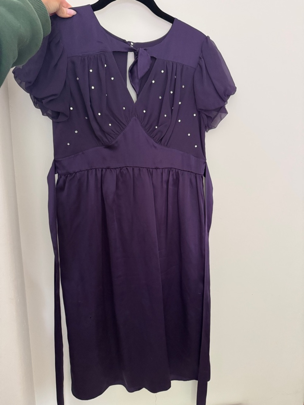 Betsey Johnson Purple Beaded Empire Waist Dress
